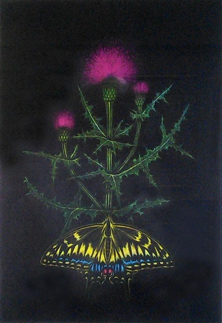 加山又造　薊　1996年　絵画（銅版画）作品
